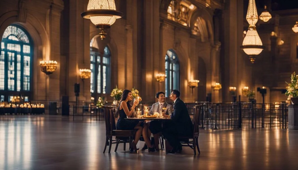 couple enjoying a romantic dinner at Union Station couple enjoying a romantic dinner at Union Station