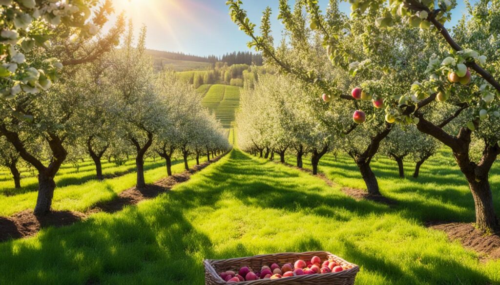 Lush Apple Orchards at DeVoe’s Rainbow Farms