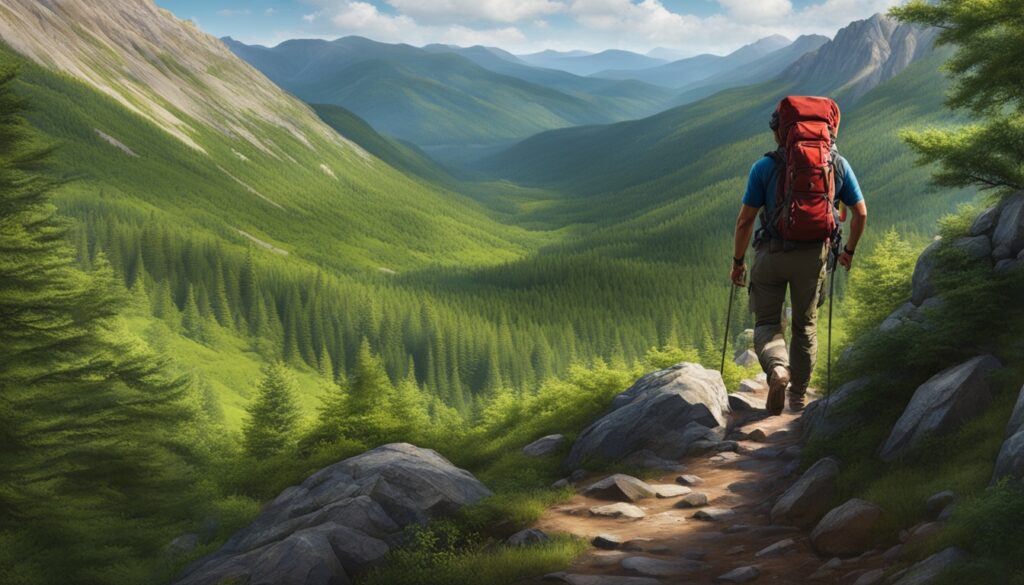 Mountains and hiker